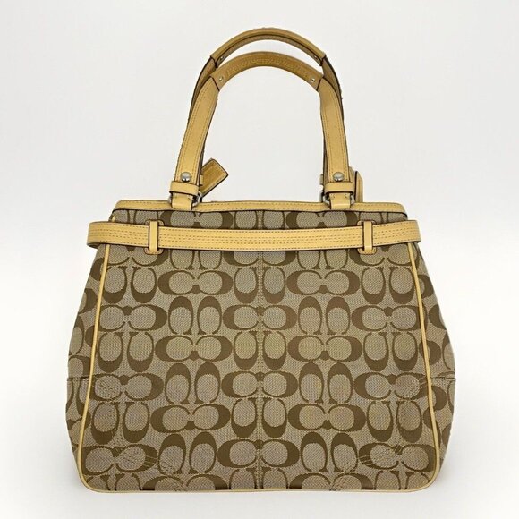 COACH Beige / Zebra Signature Stripe Jacquard Leather Satchel F13993 Hangtag - Picture 4 of 16